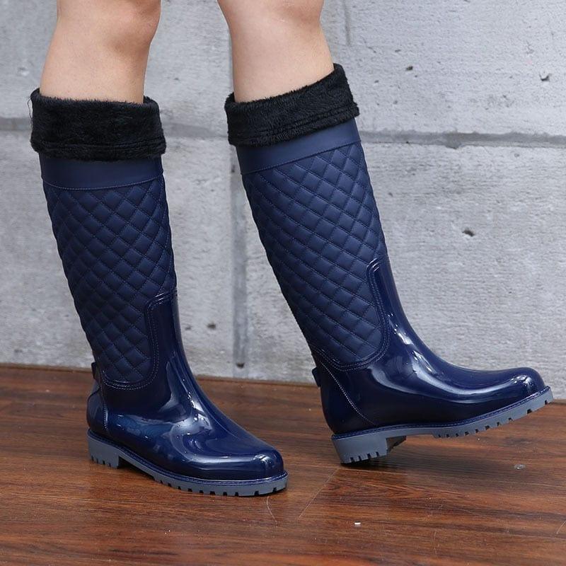 Bottes de pluie mi-mollet à talon carré et bout pointu pour le printemps et l'automne - Adenbora