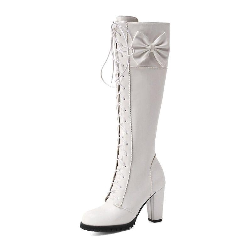 Bottes pour femme style gothique avec talons carré et fermeture lacets - Adenbora