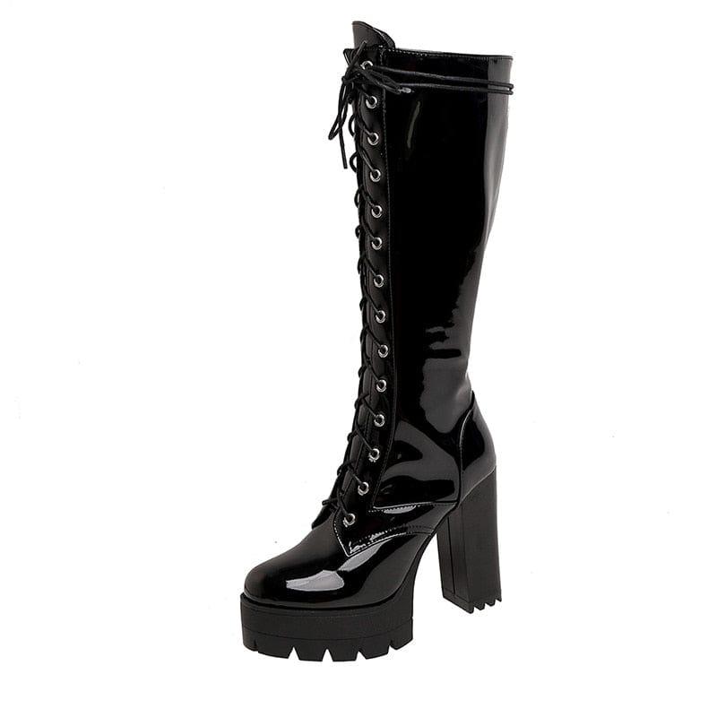 Bottes pour femme style punk originale en similicuir simple - Adenbora