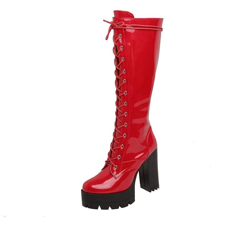 Bottes pour femme style punk originale en similicuir simple - Adenbora