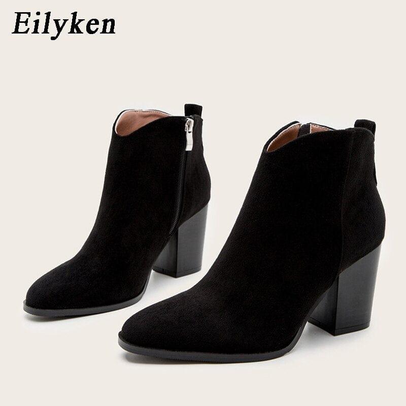 Bottines motardes pour femme à talon carré et style punk - Adenbora