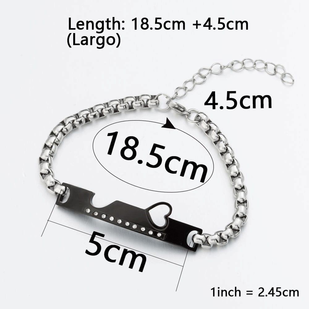 Bracelet Couple de Luxe en Acier Inoxydable avec Cristaux et Charme en Forme de Cœur - Adenbora