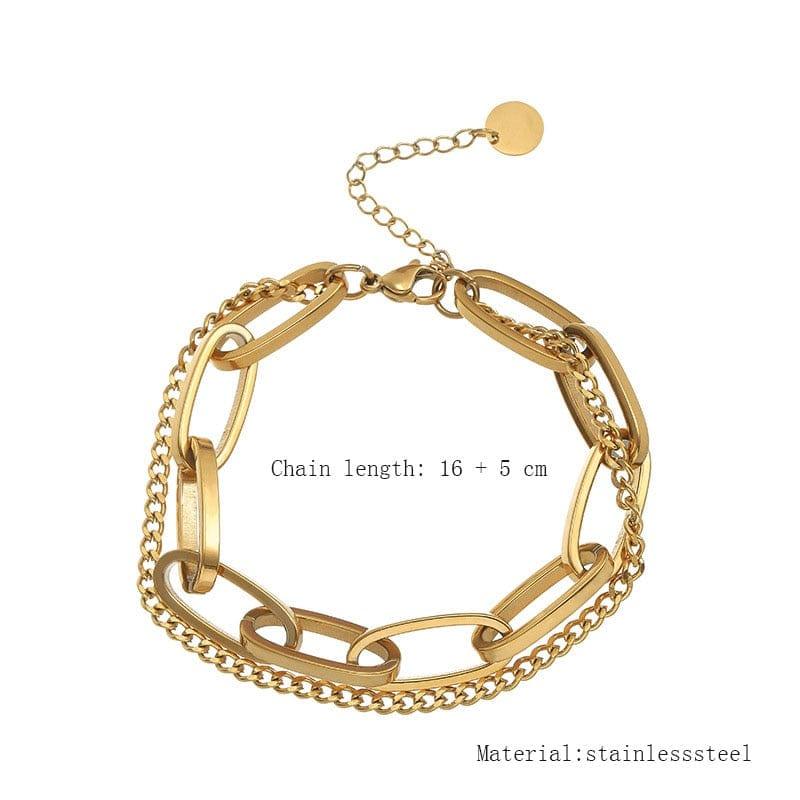 Bracelet de chaîne en acier inoxydable de mode pour femmes - Bijou en métal doré exquis pour une fille trendy - Adenbora