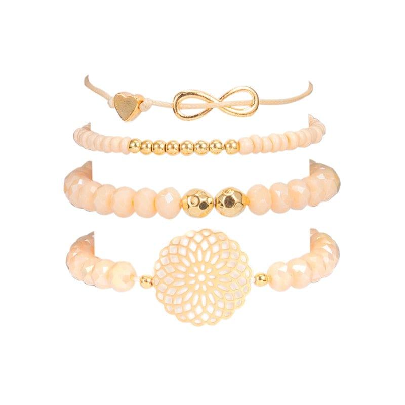 Bracelet Docona Boho Coeur et Perles Oranges - Un Accessoire Tendance et Élégant - Adenbora