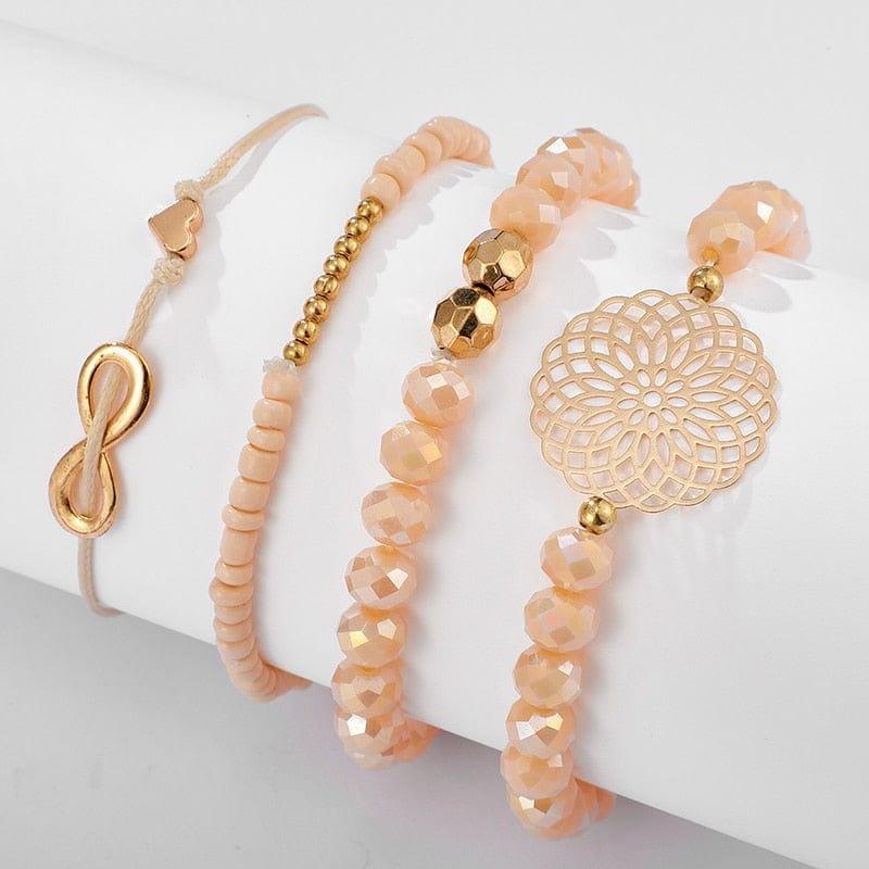 Bracelet Docona Boho Coeur et Perles Oranges - Un Accessoire Tendance et Élégant - Adenbora