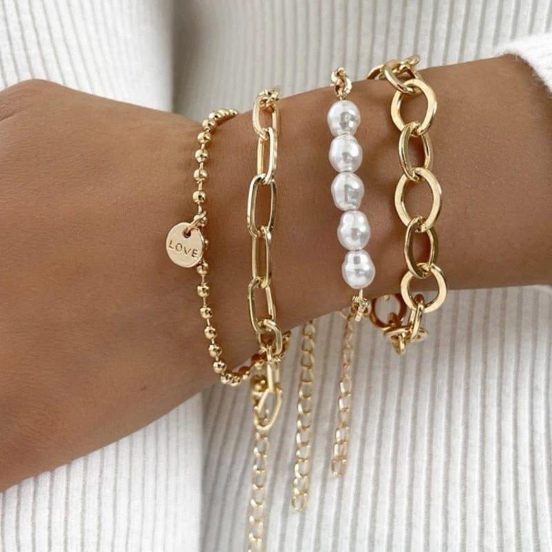 Bracelets Curb Cuban Chain de Hosewye - Un Ensemble Boho Épais et Charmant pour Femmes, Idéal comme Cadeau de Bijoux Tendance - Adenbora