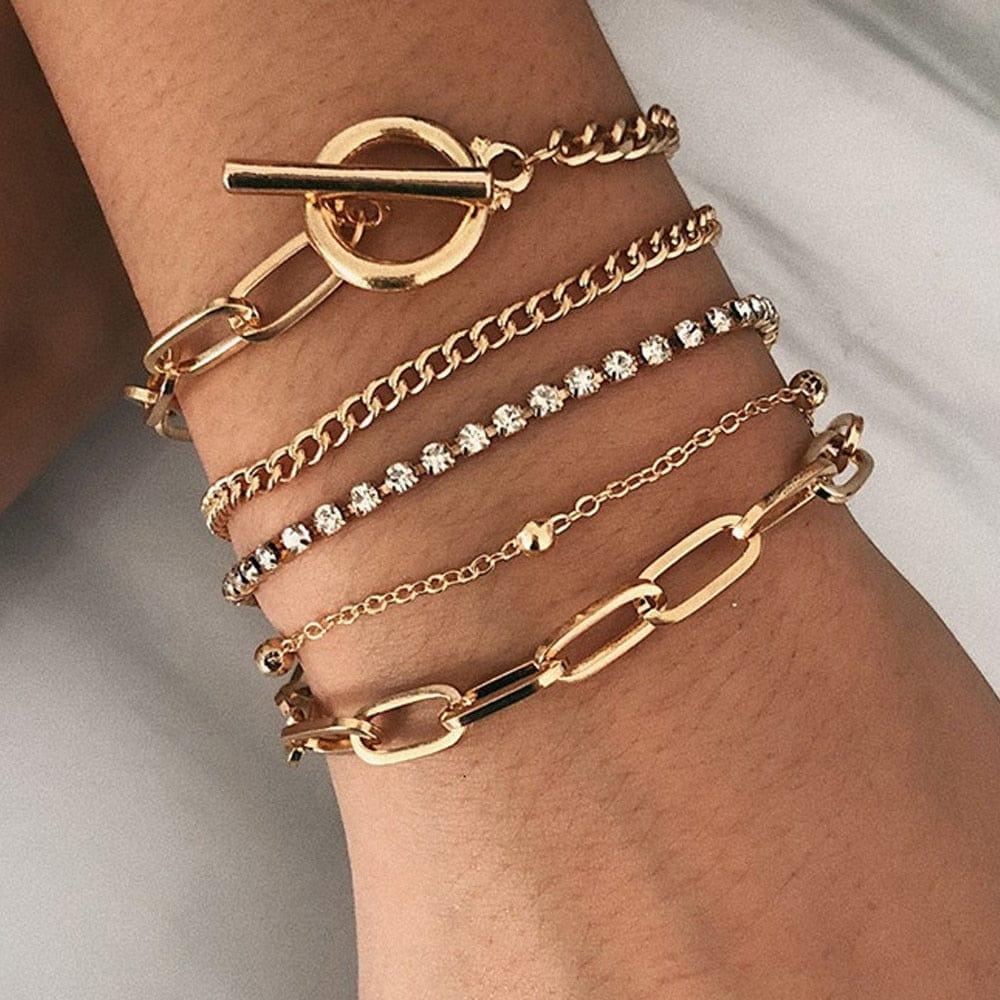 Bracelets Curb Cuban Chain de Hosewye - Un Ensemble Boho Épais et Charmant pour Femmes, Idéal comme Cadeau de Bijoux Tendance - Adenbora