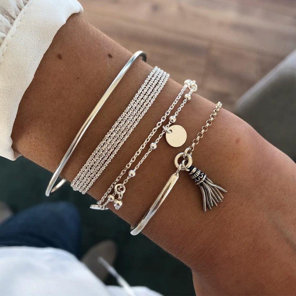 Bracelets Curb Cuban Chain de Hosewye - Un Ensemble Boho Épais et Charmant pour Femmes, Idéal comme Cadeau de Bijoux Tendance - Adenbora