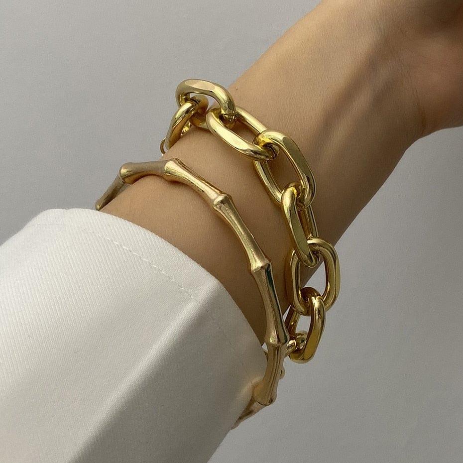 Bracelets Curb Cuban Chain de Hosewye - Un Ensemble Boho Épais et Charmant pour Femmes, Idéal comme Cadeau de Bijoux Tendance - Adenbora