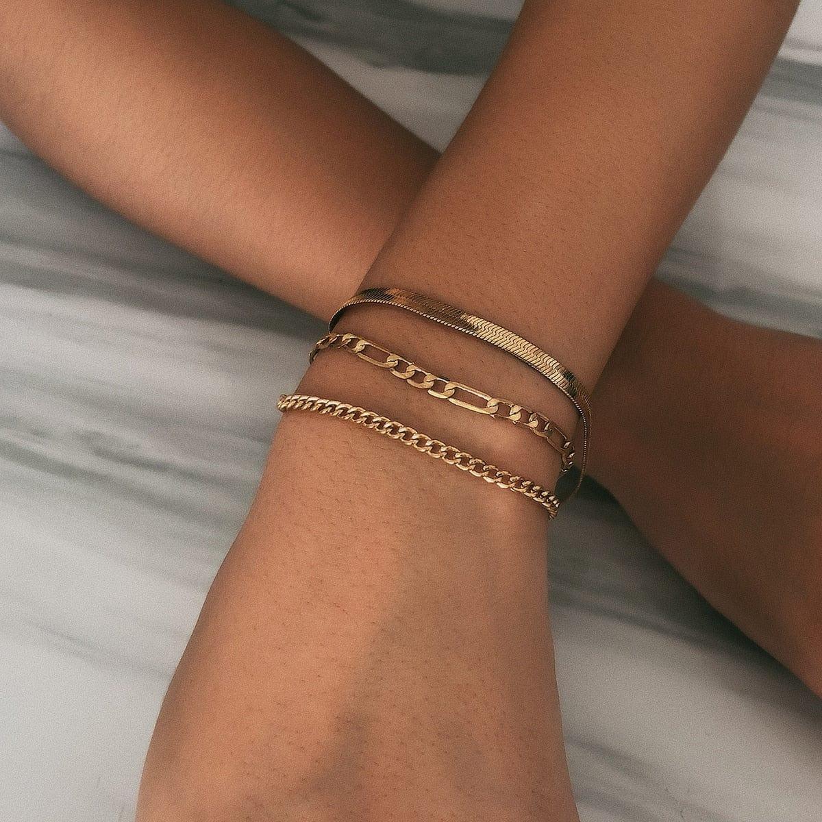 Bracelets Curb Cuban Chain de Hosewye - Un Ensemble Boho Épais et Charmant pour Femmes, Idéal comme Cadeau de Bijoux Tendance - Adenbora