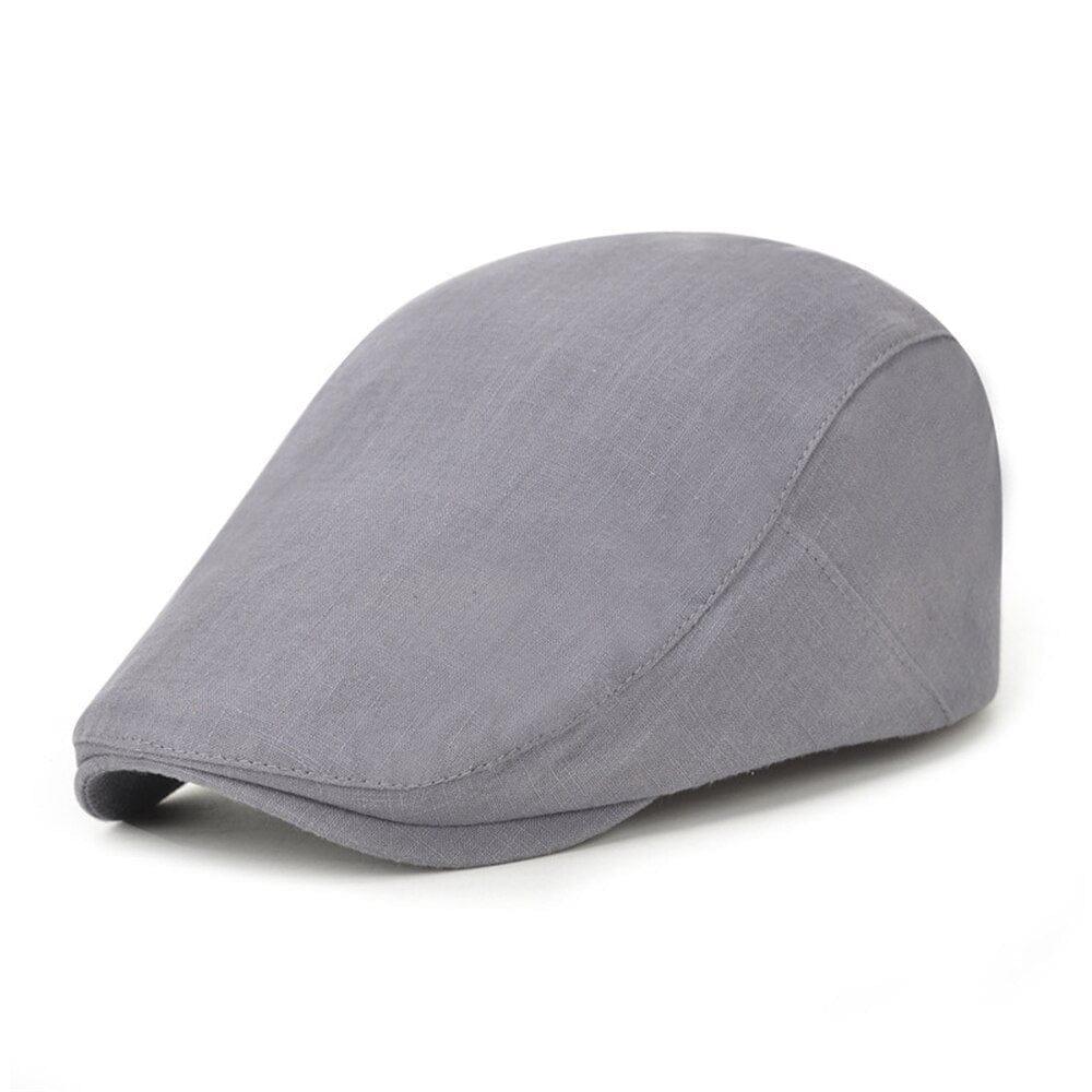 Casquette plate homme en coton noir solide - Adenbora