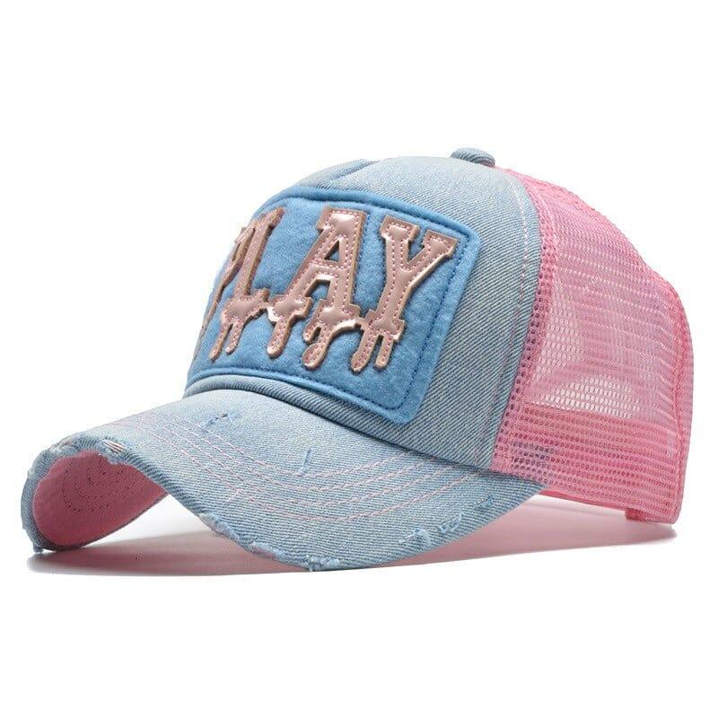 Casquettes pour femme en coton et jeans atypiques avec motif brodé - Adenbora