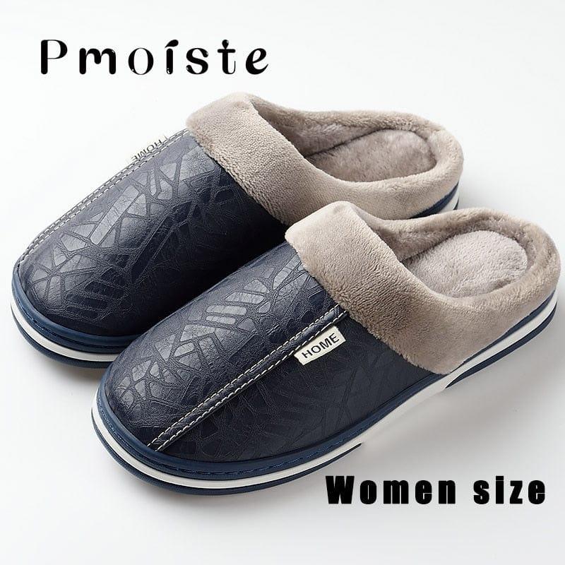 chaussons pour femme élégant et confortables avec intérieur fourrure et extérieur en cuire - Adenbora