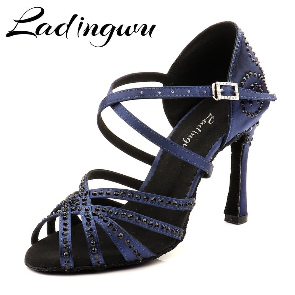 Chaussures en satin avec talon et strass pour femmes - Adenbora