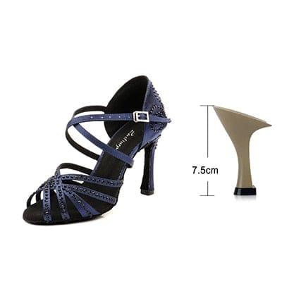 Chaussures en satin avec talon et strass pour femmes - Adenbora