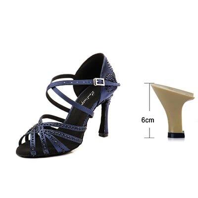 Chaussures en satin avec talon et strass pour femmes - Adenbora