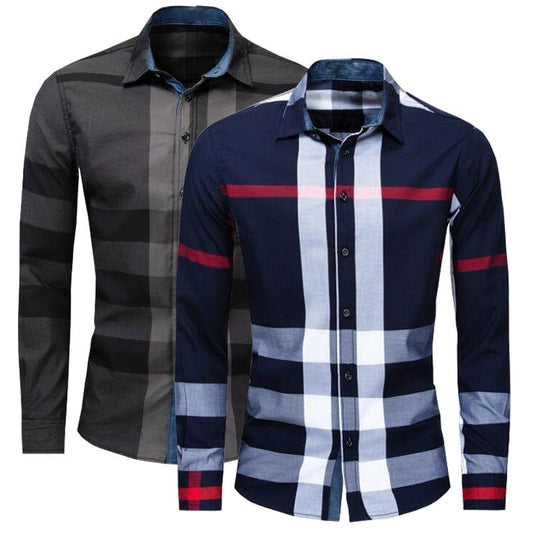 Chemise homme automne à carreaux 100% coton - Adenbora