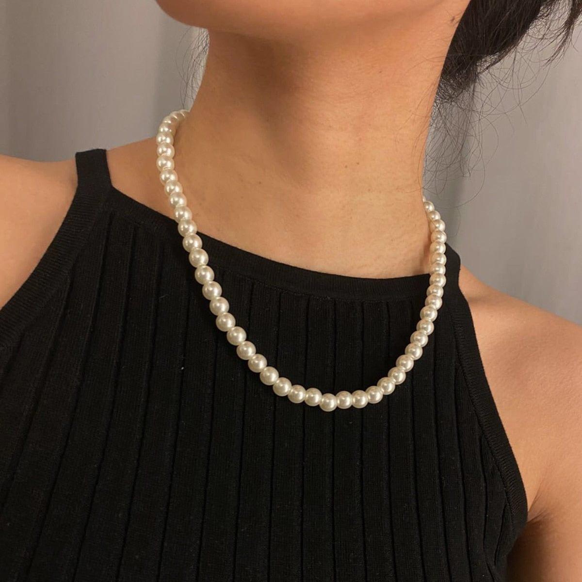 Collier de perles imitation coréen IngeSight.Z pour femme - Un accessoire minimaliste et élégant - Adenbora