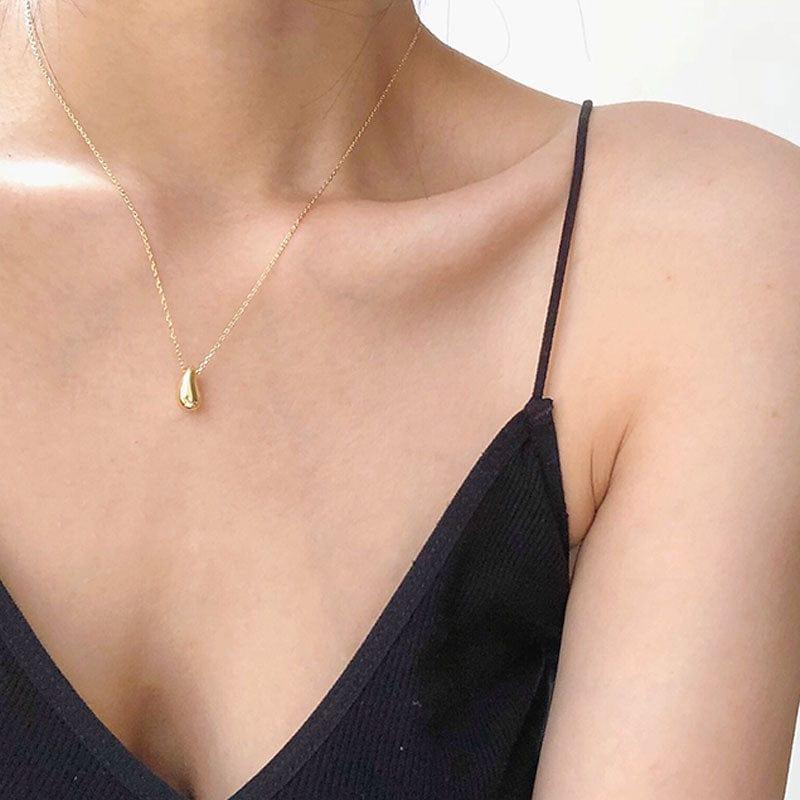 collier HUANZHI 2020 en forme de goutte d’eau pour femmes - Un bijou tendance idéal pour les soirées et les cadeaux - Adenbora