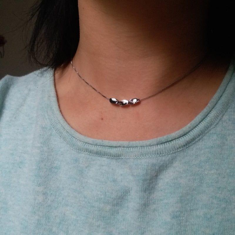 collier ras du cou plaqué argent pour femmes - Un bijou simple et court - Adenbora