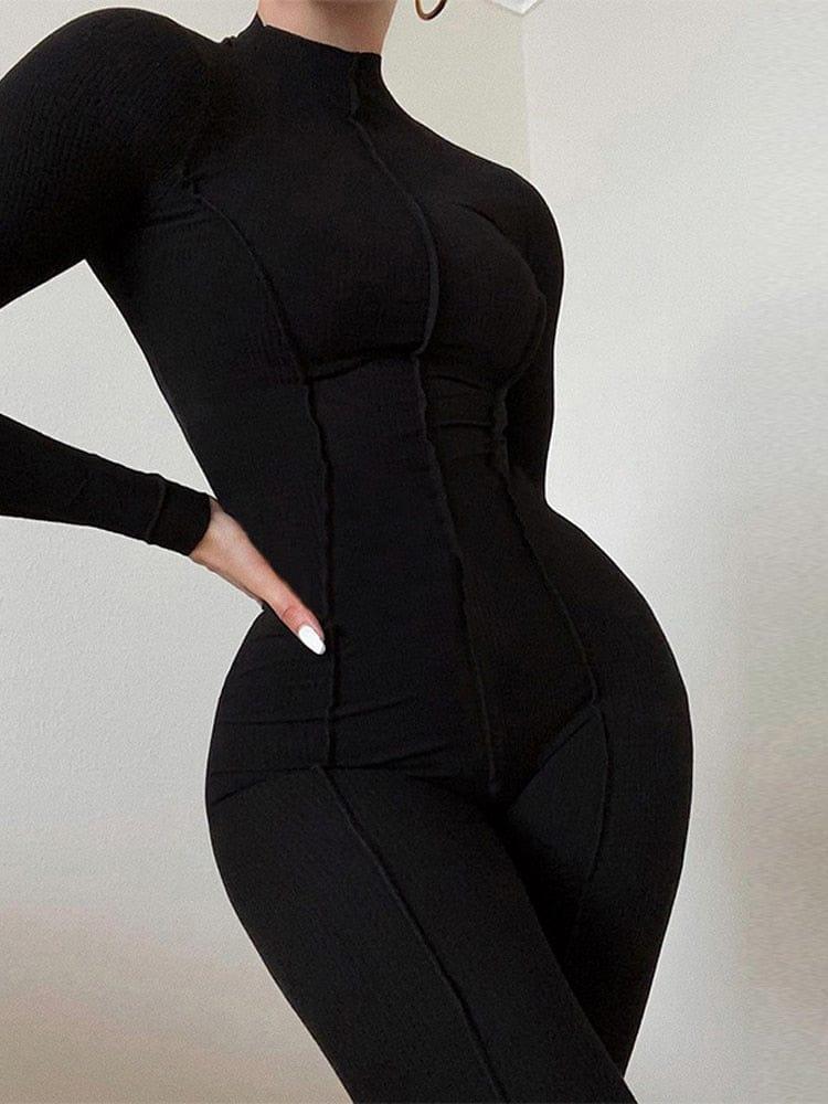 Combinaison ajustée à rayures pour femme avec taille mi-haute - Adenbora