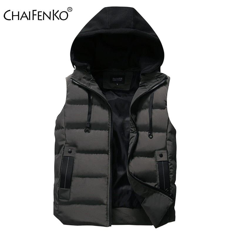 Doudoune sans manche à capuche streetwear rembourrage coton matière polyester pour homme - Adenbora