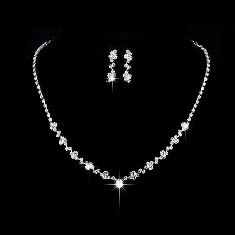 Ensemble de bijoux de mariage de luxe Fashion Shiny Rhinestone - Un ensemble de collier et boucles d’oreilles pour femmes - Adenbora