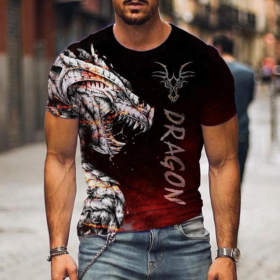 Fashion Dragon T-Shirts Animal Graphic 3D Printed Cool Men Women Short Sleeve T Shirt Oversized Harajuku Kids Tees Tops Clothing - Adenbora