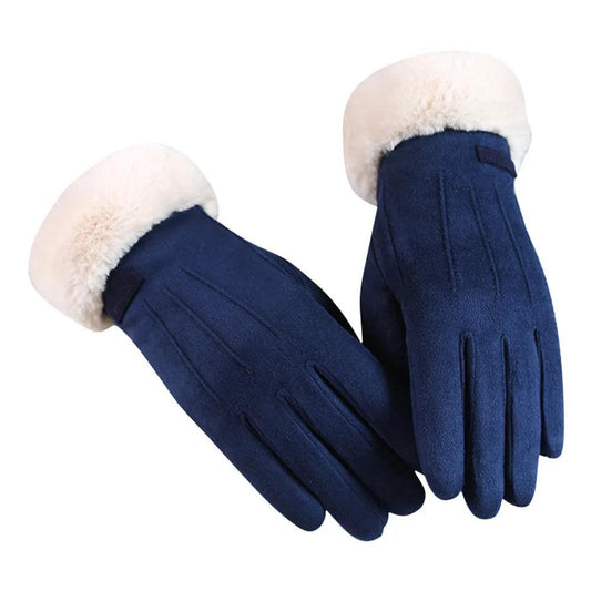 Gants d'Hiver pour Femmes : Chauds, Écran Tactile, en Fourrure, Doigts Complets, Gants Moufles pour Conduite, Coupe-Vent - Élégance et Confort pour l'Hiver - Adenbora