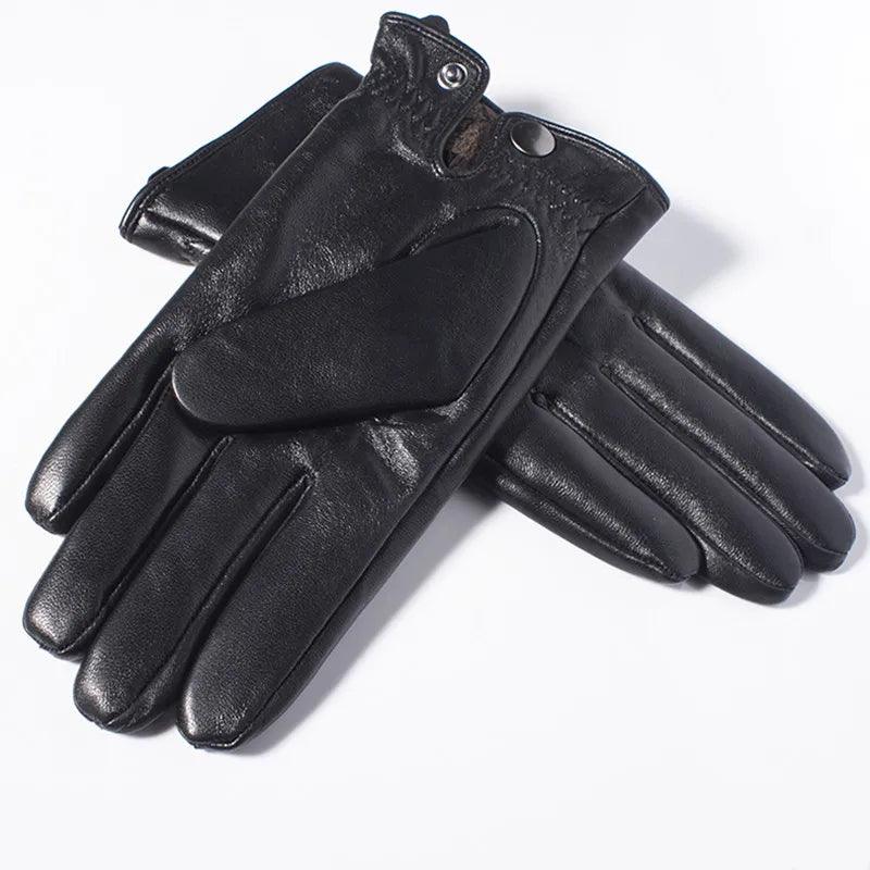 Gants hommes en cuir authentique réel gants de conduite chaude - Adenbora