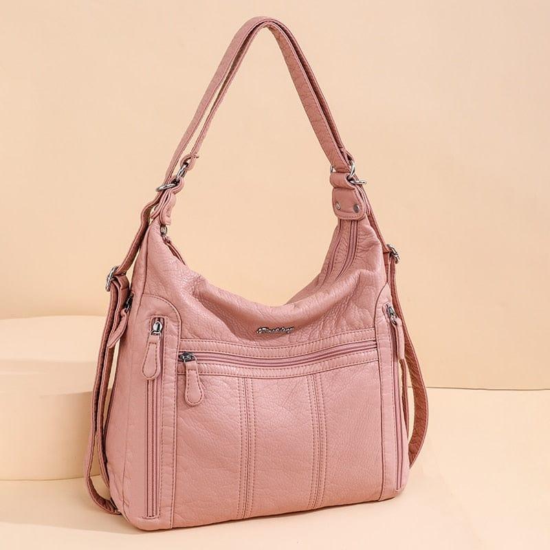 Grand Sac à Main pour Femmes, Capacité Spacieuse, Sac Bandoulière Multifonction en Similicuir, Couleur Rose, Sac à Main pour Femme - Adenbora