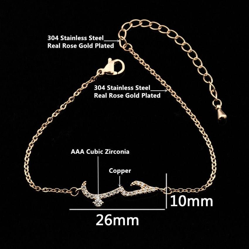 Islamic Jewelry Rose Gold Arabic Love Statement Bracelets For Women Men Pulseras Charm Crystal Bileklik Bracelet Femme Bff Gift - Adenbora