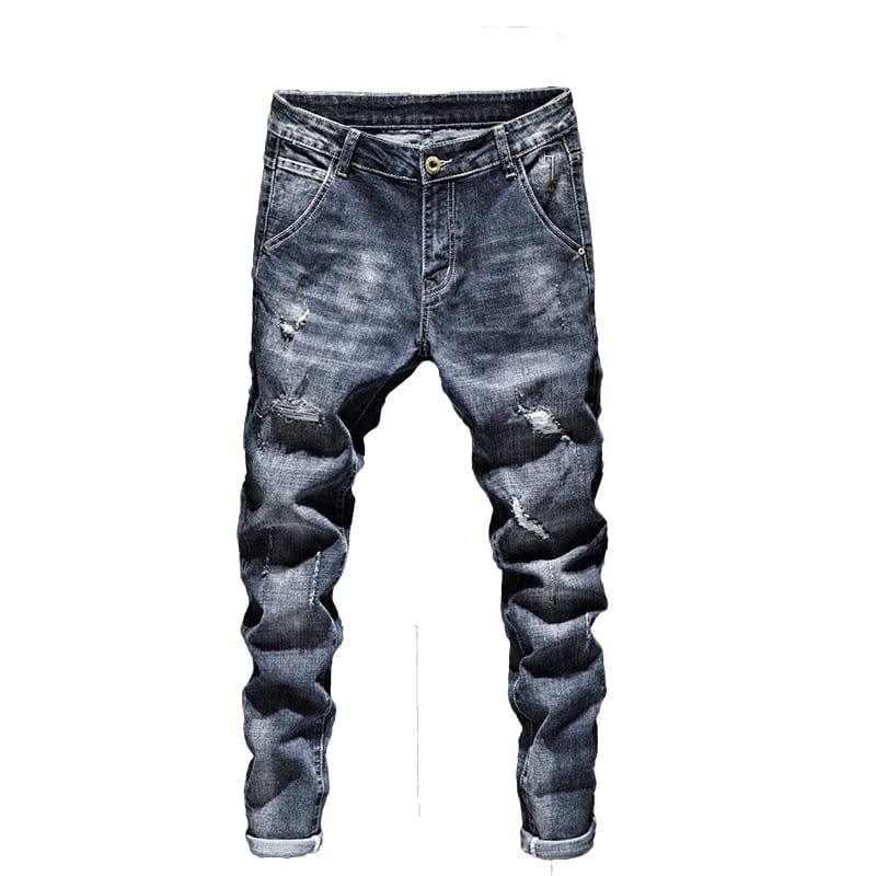 Jean Homme style biker délavé coupe slim près du corp originale - Adenbora