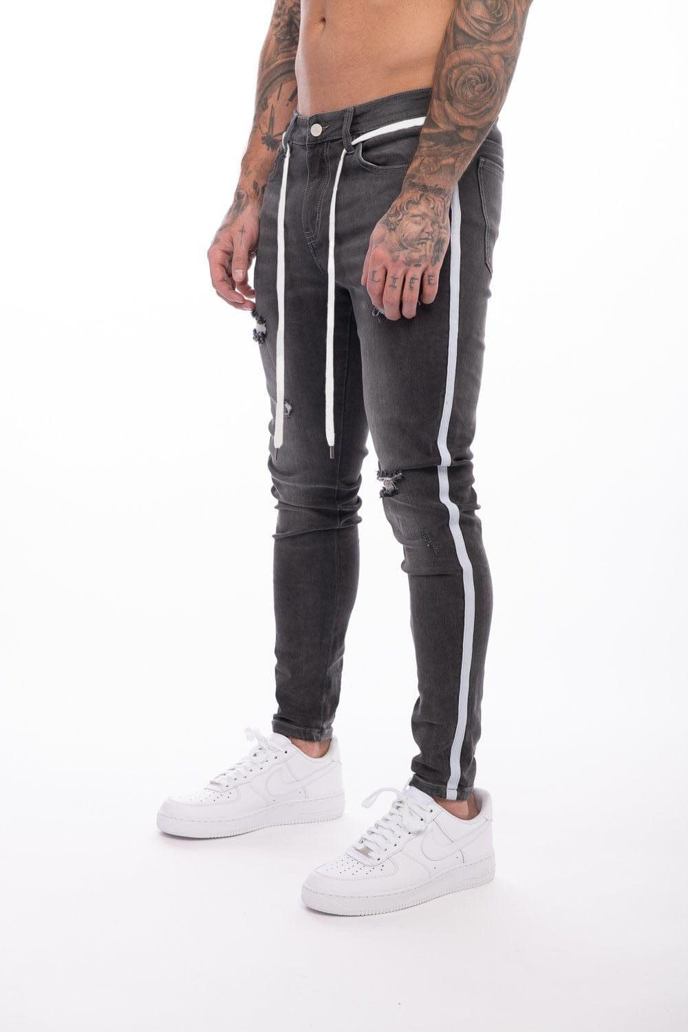 Jeans Hommes Serrés Rippés Stretch motif brodés - Adenbora