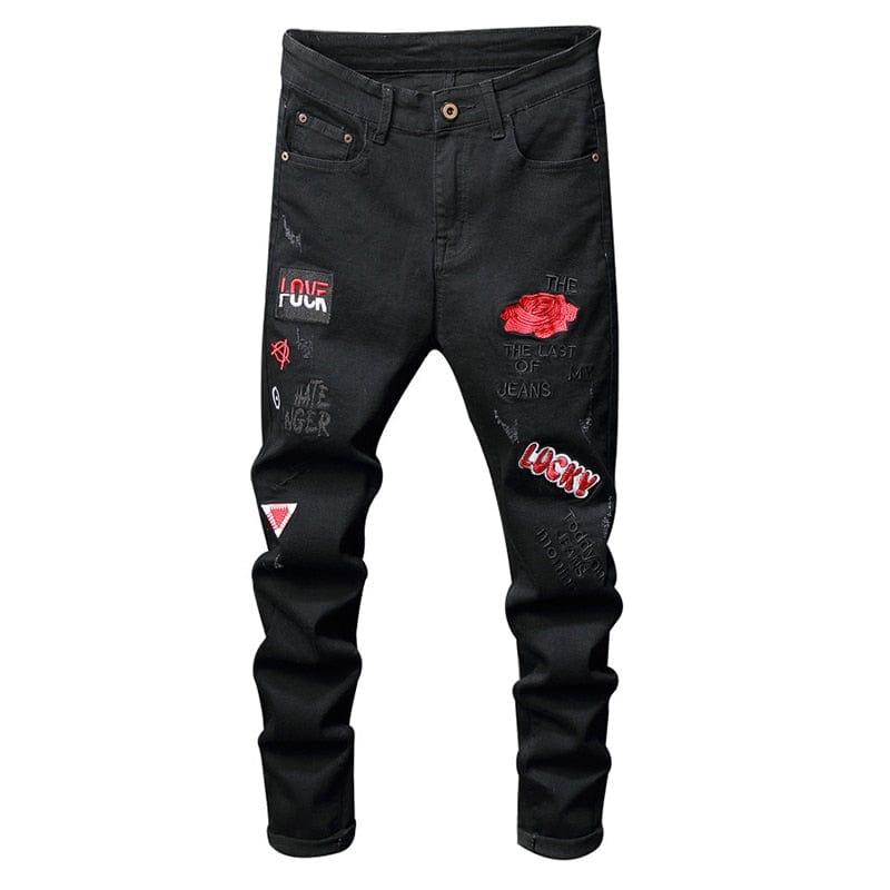 Jeans pour Homme streetwear motif brodés stylé - Adenbora