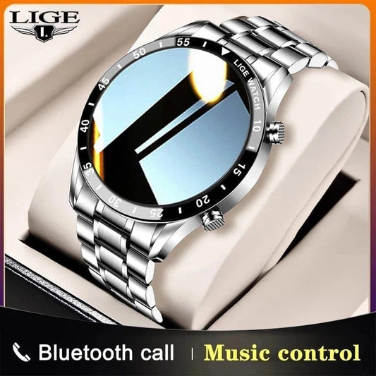 LIGE Men Smart Watch Bluetooth Call Pression cardiaque - Adenbora