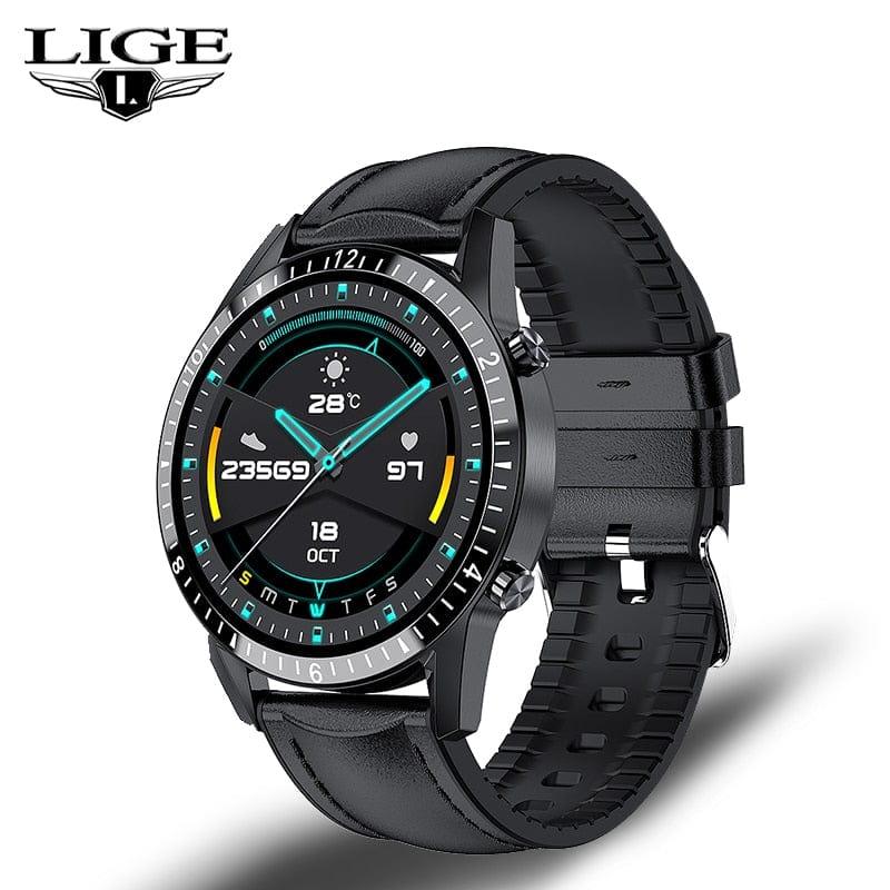 LIGE Men Smart Watch Bluetooth Call Pression cardiaque - Adenbora