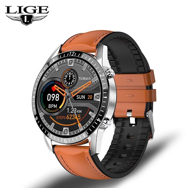 LIGE Men Smart Watch Bluetooth Call Pression cardiaque - Adenbora