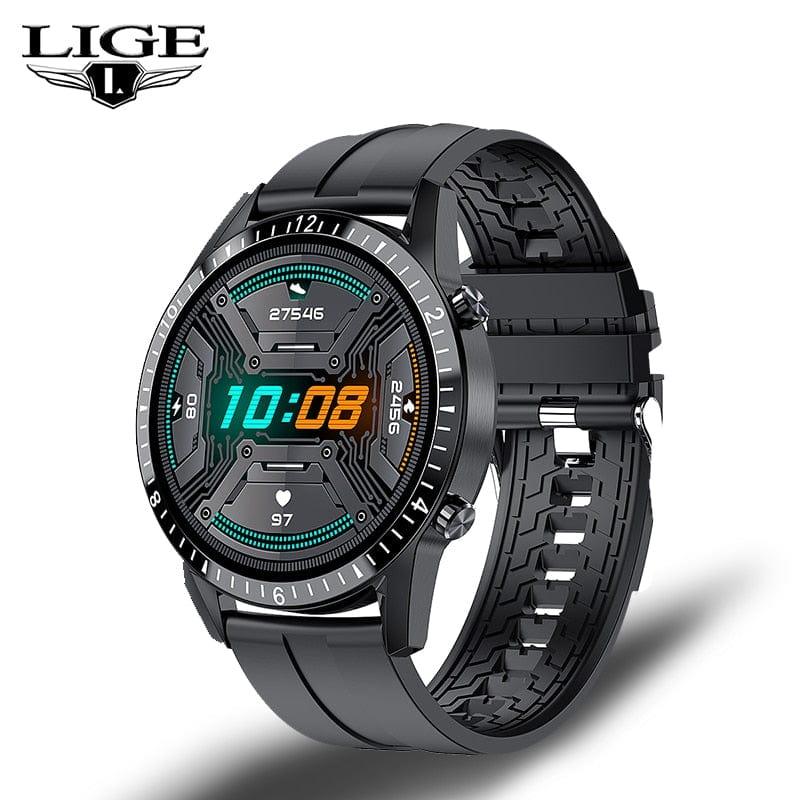 LIGE Men Smart Watch Bluetooth Call Pression cardiaque - Adenbora