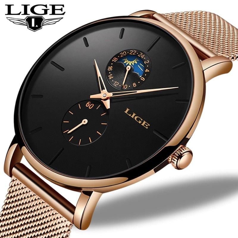 LIGE Montre de Luxe pour Femmes Étanche en Acier avec Mouvement à Quartz et Cadeau d’Horloge pour Femme - Adenbora