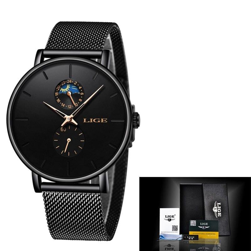 LIGE Montre de Luxe pour Femmes Étanche en Acier avec Mouvement à Quartz et Cadeau d’Horloge pour Femme - Adenbora