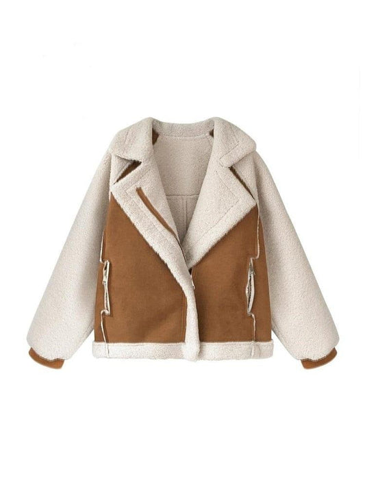 Manteau taille unique pour femme en daim avec fourrure élégante - Adenbora