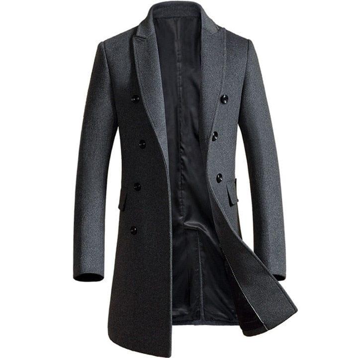 Manteau trench coat long pour homme gris ou noir - Adenbora