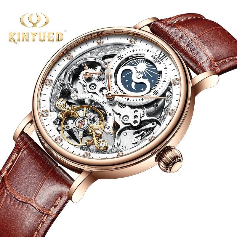 Montre automatique mécanique KINYUED pour hommes avec tourbillon squelette - Adenbora