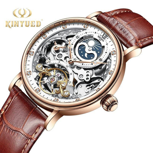 Montre automatique mécanique KINYUED pour hommes avec tourbillon squelette - Adenbora