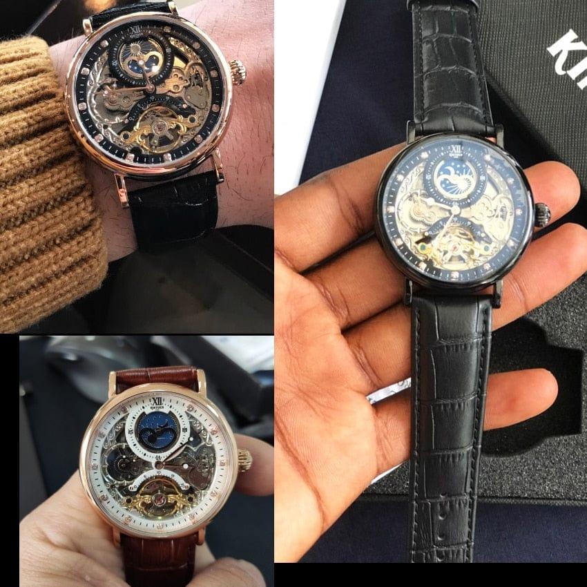 Montre automatique mécanique KINYUED pour hommes avec tourbillon squelette - Adenbora