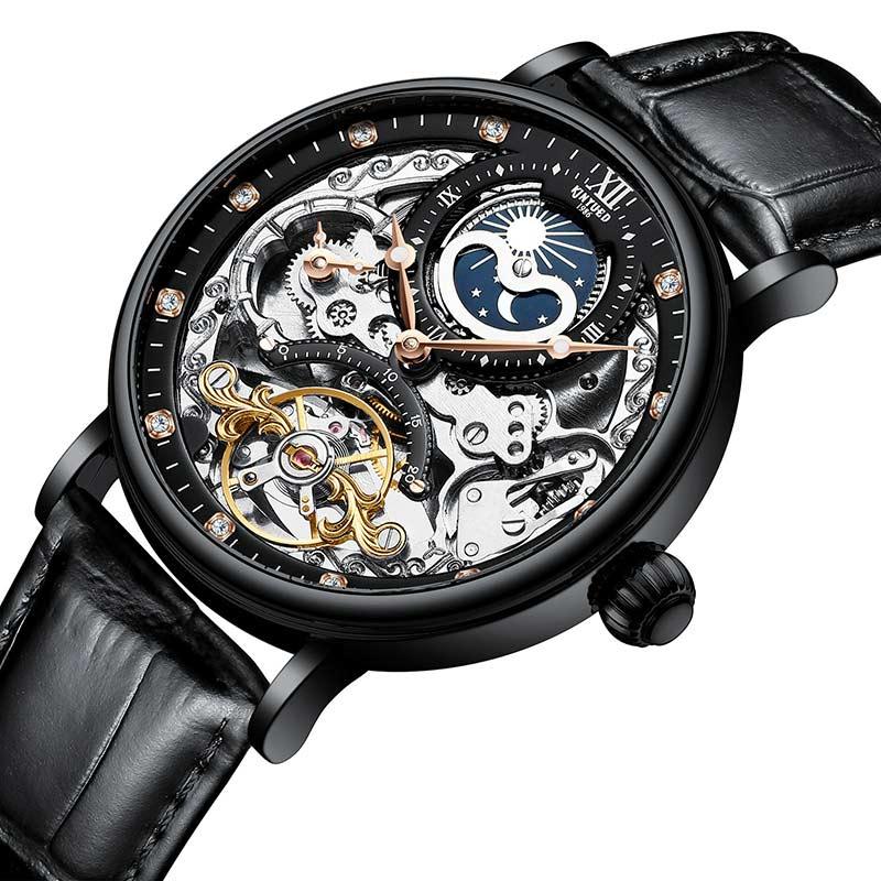 Montre automatique mécanique KINYUED pour hommes avec tourbillon squelette - Adenbora