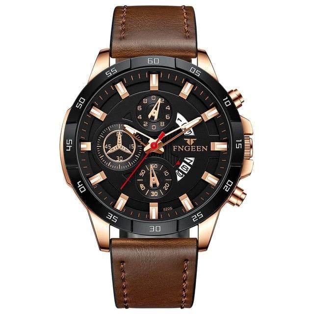 Montre de Luxe pour Hommes 2022 - Chronographe Étanche en Acier Inoxydable avec Date, Sport et Quartz FNGEEN - Adenbora