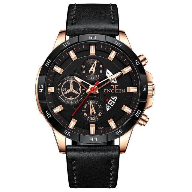 Montre de Luxe pour Hommes 2022 - Chronographe Étanche en Acier Inoxydable avec Date, Sport et Quartz FNGEEN - Adenbora