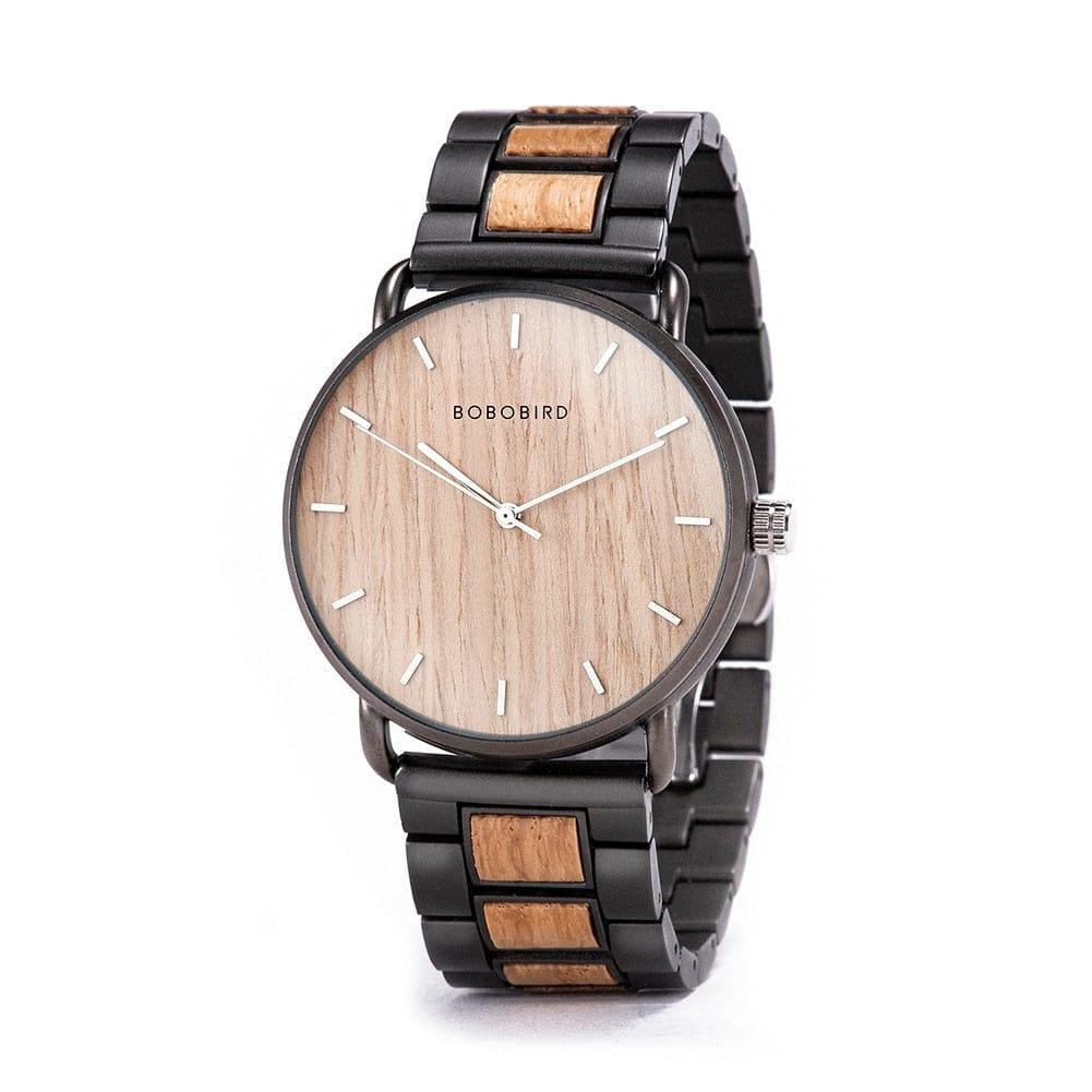 Montre en bois zébré pour homme avec mouvement quartz et résistance à l'eau 3ATM - Adenbora